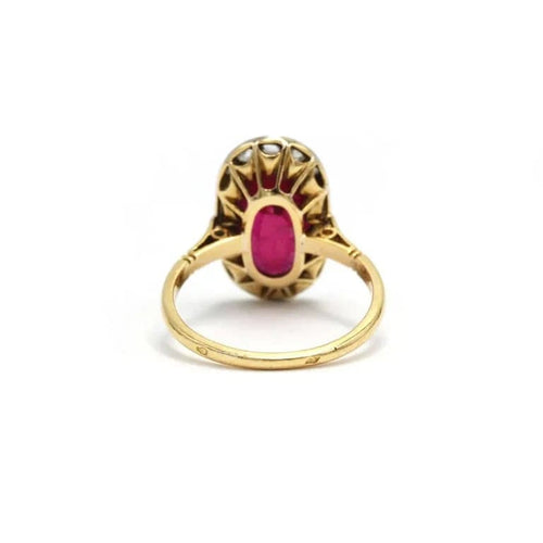 Bague 54 Bague Art déco en or bicolore 750, rubis synthétique et diamants 58 Facettes 260044R