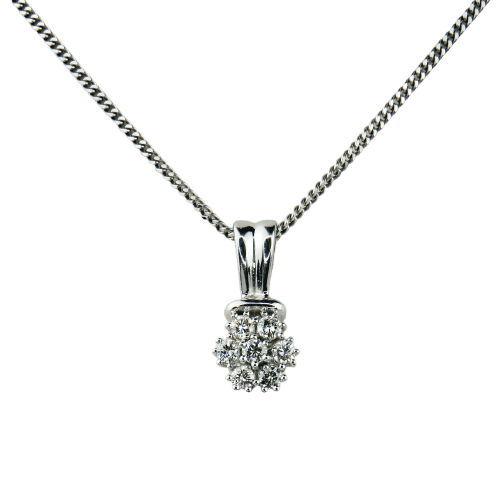 Pendentif Pendentif en or blanc 14 carats en forme de fleur, diamants 58 Facettes 2313