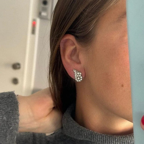 Boucles d'oreilles Boucles d'oreilles clip Art Déco en or blanc 18 carats et diamants 58 Facettes