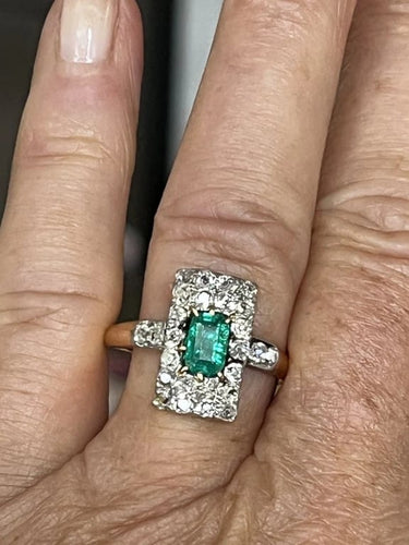 Bague 60.5 Bague ancienne or jaune émeraude Colombie diamants 58 Facettes 4603