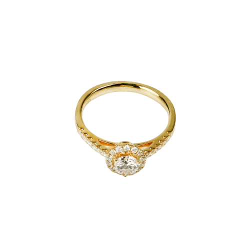 Ring 52.5 18-carat yellow gold halo ring with diamonds 58 Facettes 2952