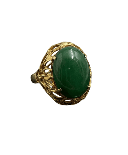 Bague Bague en or avec cabochon de jaspe vert, Italie années 1960 58 Facettes