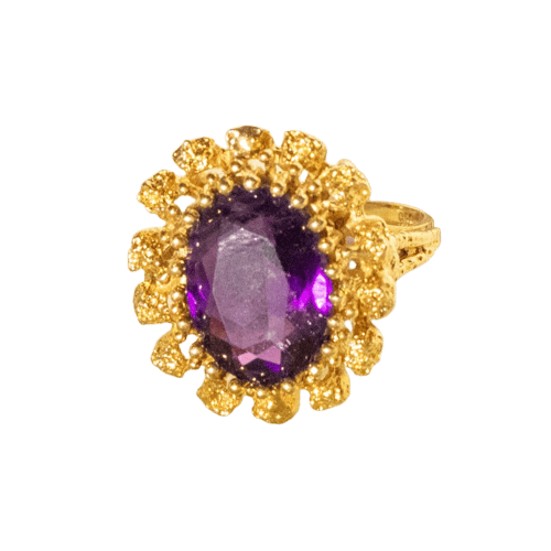 Ring 53.5 Amethyst ring in 14-carat yellow gold 58 Facettes