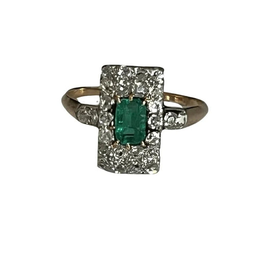 Bague 60.5 Bague ancienne or jaune émeraude Colombie diamants 58 Facettes 4603