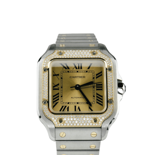 Montre Cartier Santos - Montre automatique 35 mm or jaune, acier et diamants 58 Facettes 2504