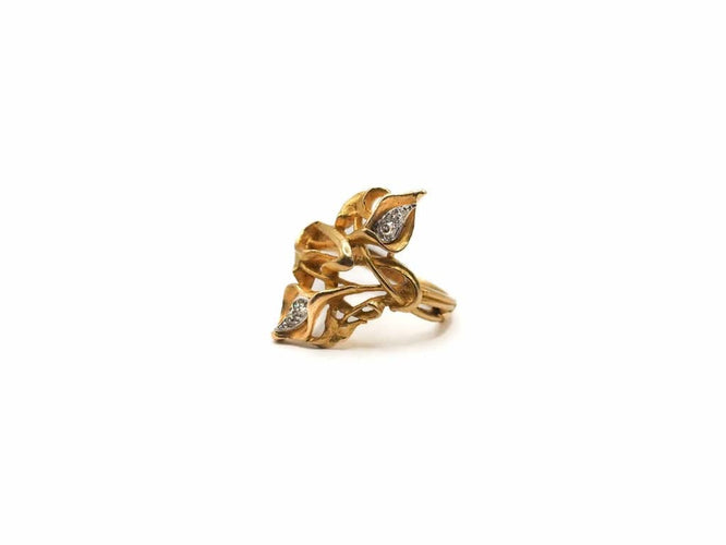 Bague 54 Bague allure florale or jaune et diamants 58 Facettes 5347