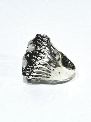 Bague 63 Bague Argent, Nacre Et Grenats 58 Facettes