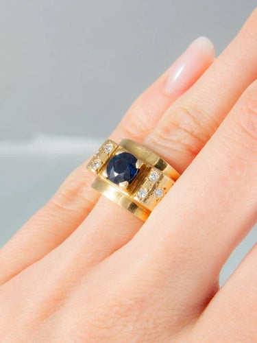 Bague 50 Bague Saphir et Diamants 58 Facettes