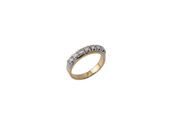 Bague Oro Giallo / 13 Bague rivière en or jaune et or blanc 18 ct avec diamants 58 Facettes anl796