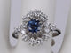 Bague 54.5 Bague saphir bleu et diamants en or blanc 58 Facettes BA-36