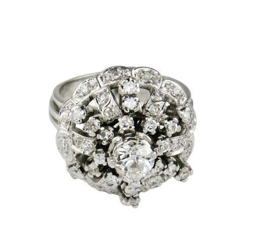 Anel 59 Anel em Platina cravejado de diamantes lapidação brilhante 2,10 ct 58 Facettes 1841