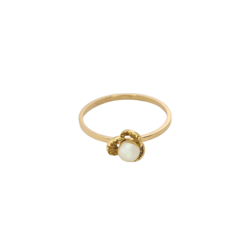 Bague 52.5 Bague florale cœur en or jaune 18 carats et perle de culture 58 Facettes 25384