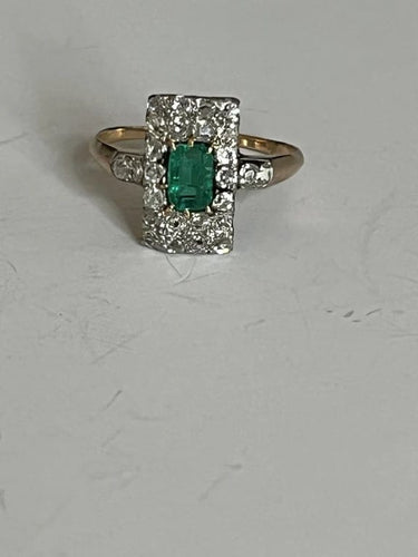 Bague 60.5 Bague ancienne or jaune émeraude Colombie diamants 58 Facettes 4603