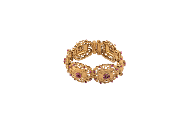 Bracelet Oro Giallo Bracelet vintage en or jaune 18 ct et rubis 58 Facettes 159,00 BRC