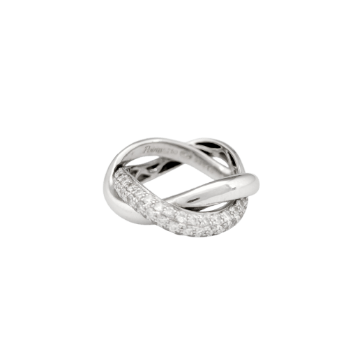 Bague 48 Poiray Tresse - Bague en or blanc 18 carats et diamants 58 Facettes 32675