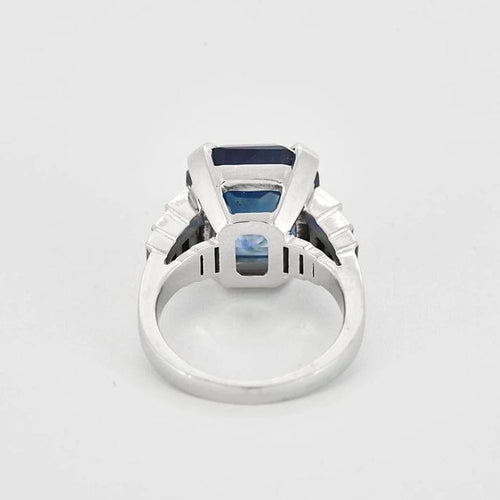 Bague 52 Bague - Saphir naturel et diamants en or blanc 18k 58 Facettes LJ23-1