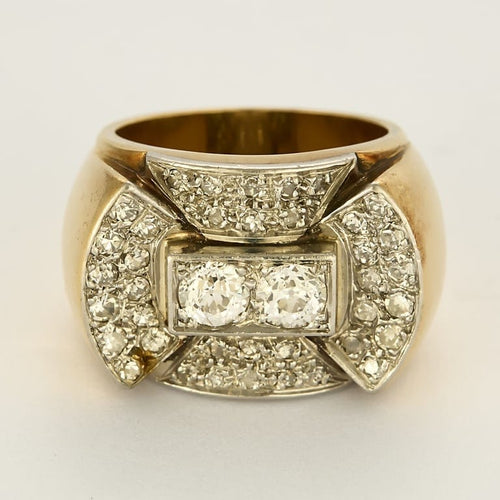 Ring 52 Ring Tank in yellow gold, white gold and diamonds 58 Facettes B250700