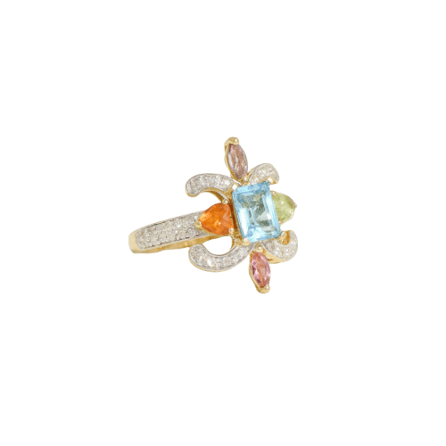 Ring 56 Ring aus 18 Karat Gelbgold mit Topas und Diamanten 58 Facettes 2654