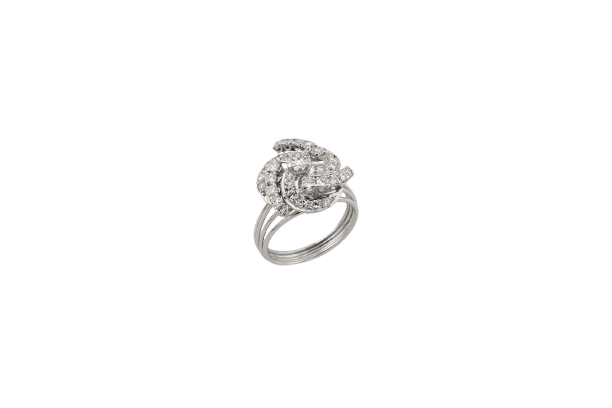 Bague Oro Bianco / 16 Bague spirale en or blanc 18 kt avec diamants 58 Facettes anl126