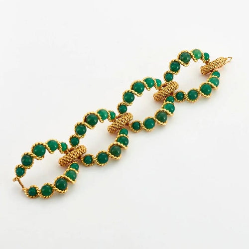 Boucles d'oreilles BOUCHERON - Demie-parure Or Jaune et Chrysoprases 58 Facettes