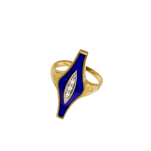 Ring 53 Ring i 18 karat gult gull med emalje - Størrelse 53 58 Facettes 2791