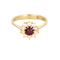Bague 54 Bague marguerite en or jaune 18k et rubis entouré de diamants 58 Facettes BA212