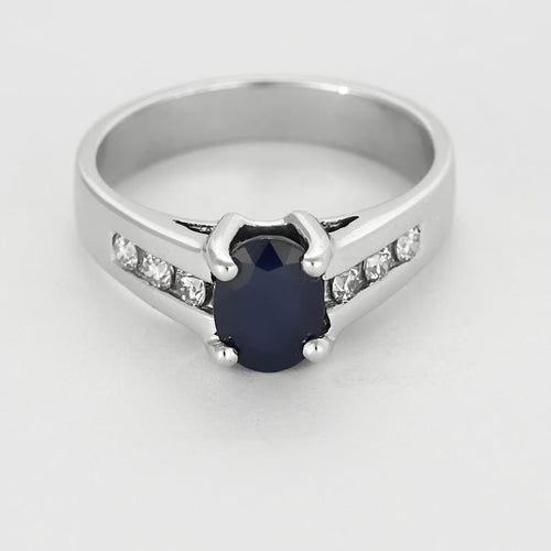 52号戒指 18K白金戒指 蓝宝石 58 Facettes DIE1709