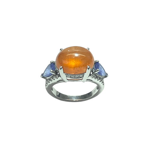 Ring 54 Ring aus 18K Weißgold mit Feueropal und Diamanten 0,42 ct 58 Facettes 250216