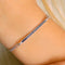 Bracelet Bracelet or blanc barrette de diamants noirs 58 Facettes