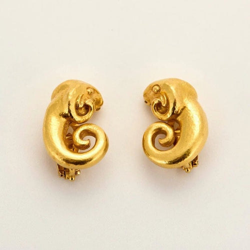 Boucles d'oreilles Zolotas - Clips d'oreilles tête de bélier en or jaune 22k 58 Facettes LJ11