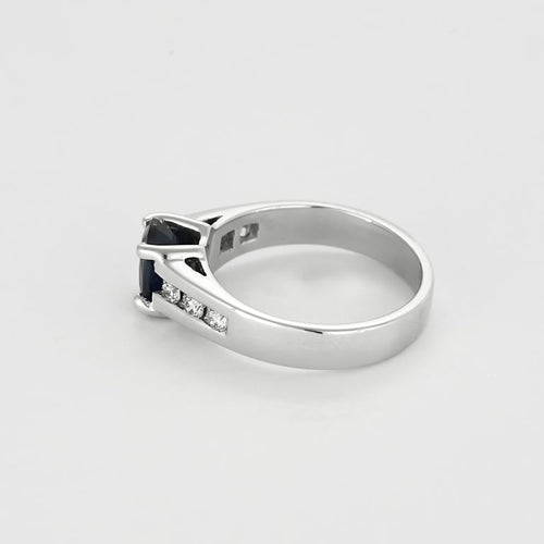 52号戒指 18K白金戒指 蓝宝石 58 Facettes DIE1709