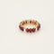 Bague 51.5 Alliance sertie de rubis cabochon et diamants en or jaune 18k 58 Facettes RNG3474