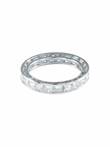 Bague 54 Alliance tour complet en or blanc et diamants taille princesse 58 Facettes 403 50008