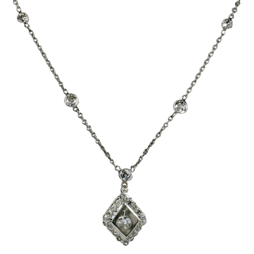 Naszyjnik Art Deco - Naszyjnik z białego złota 585 i Platyna wysadzany diamentami 58 Facettes 2637