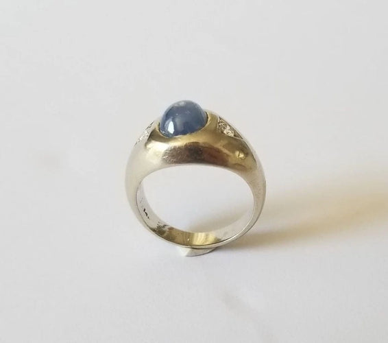 Bague 51 Chevalière Saphir et Diamants 58 Facettes