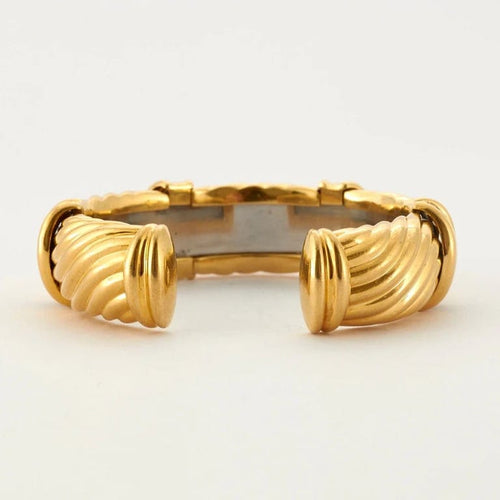 Bracelet Bracelet Rigide OJ PERRIN Or Jaune Godronné Saphirs 58 Facettes 4833