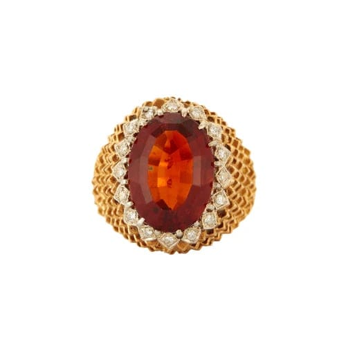 Bague 53 Bague Boule Or Jaune Torsadé Diamants Quartz 58 Facettes 4163