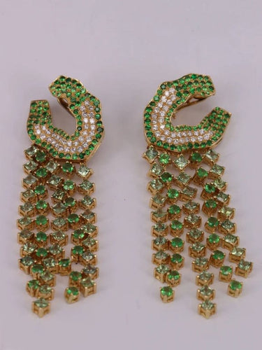 Boucles d'oreilles Boucles d'oreilles saphirs verts tsavorites diamants 58 Facettes 2983