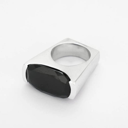 Bague 54 Bague en Or gris, Onyx 58 Facettes