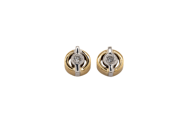 Boucles d'oreilles Oro Bianco Boucles d’oreilles en or jaune et or blanc 18 kt avec diamants 58 Facettes ORC19