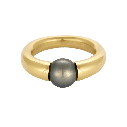 Bague 53 Cartier - Bague jonc bombé en or jaune 18k et perle de Tahiti 58 Facettes DADB-06