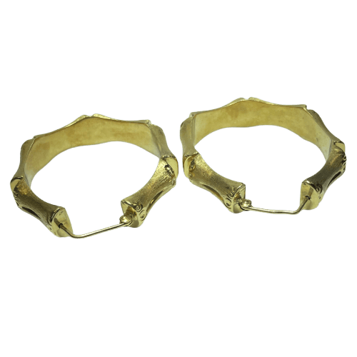 Minđuše Minđuše karike od bambusa u žutom zlatu 18 karata 58 Facettes 250094