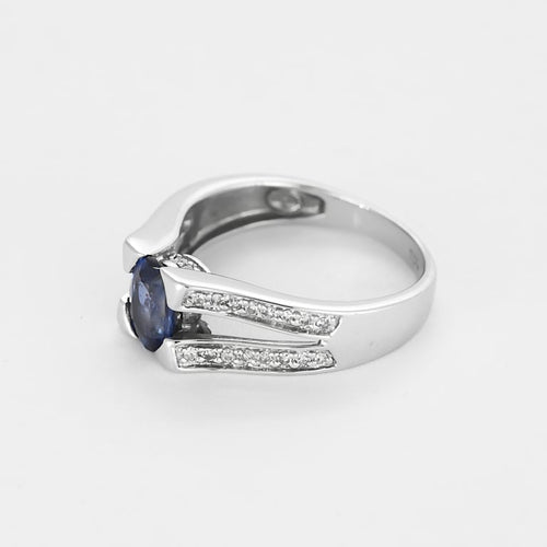 戒指49 灰金戒指，蓝宝石和钻石 58 Facettes SNA1714