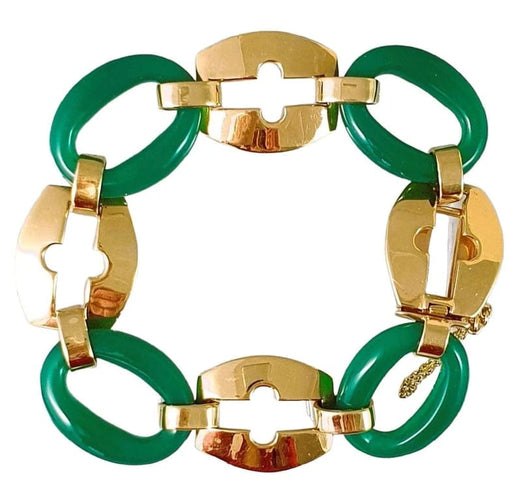 Bracelet Bracelet Art Déco Or jaune Chrysoprase 58 Facettes C 241