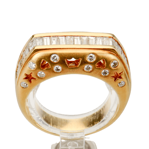 Inel 55 Inel din aur galben 750 cu diamante baguette și briliante 58 Facettes 2668