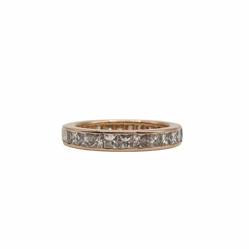 Bague 55 Alliance tour complet or rose sertie de diamants princesses 58 Facettes