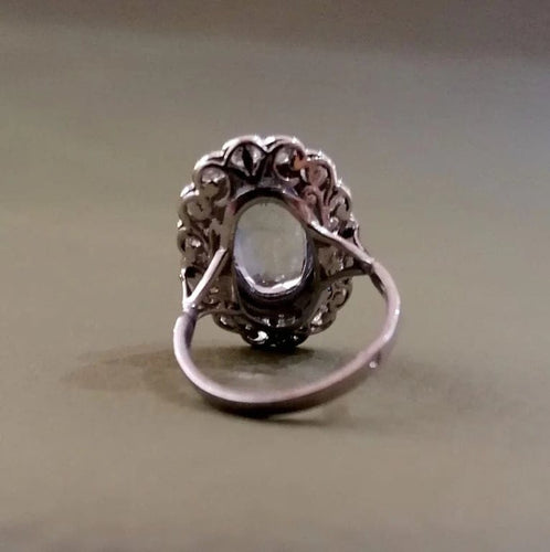 Bague 54 Bague pompadour platine saphir diamants 58 Facettes 3427