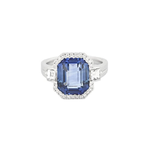 Bague 53,5 Bague - Saphir 6 ct et diamants en or blanc 18k 58 Facettes LJ21