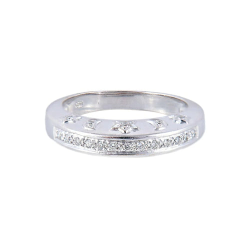 Bague 53 Bague Lunes et Étoiles en or gris et diamants 58 Facettes