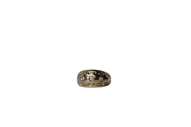 Bague 52.5 Bague bombée polie miroir en or jaune 18k et 3 diamants 58 Facettes